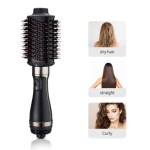 hair styling effects by a hot air brush : drying, straightening and curling